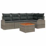 vidaXL Tuinbank Set met kussen 6 pcs Zwart poly rattan