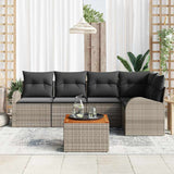 vidaXL Tuinbank Set met kussen 6 pcs Zwart poly rattan