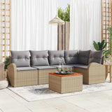 vidaXL Tuinbank Set met kussen 6 pcs Zwart poly rattan