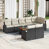 vidaXL Garden Sofa Set with Cushions 9 pcs Black Poly Rattan