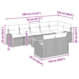 vidaXL Garden Sofa Set with Cushions 9 pcs Black Poly Rattan
