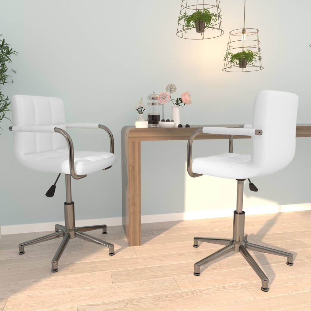 vidaXL Eetkamerstoelen draaibaar 4 st kunstleer wit