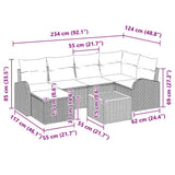 vidaXL Garden Sofa Set with cushions 7 pcs Black poly rattan