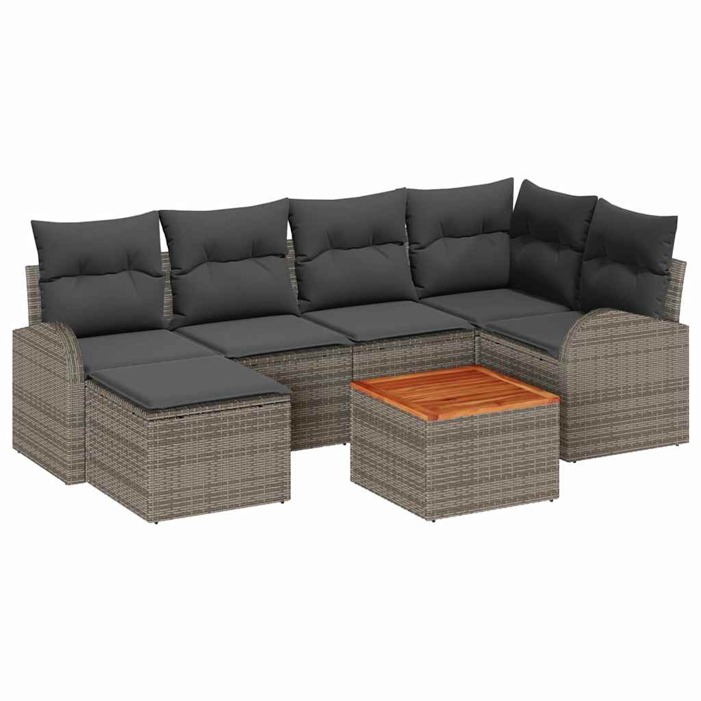 vidaXL Garden Sofa Set with cushions 7 pcs Black poly rattan