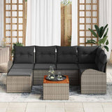 vidaXL Garden Sofa Set with cushions 7 pcs Black poly rattan