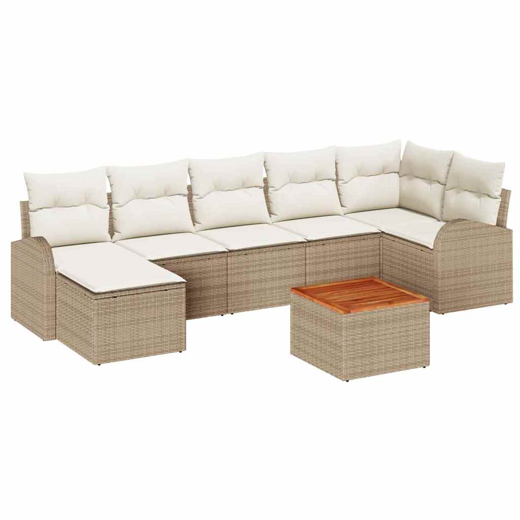 vidaXL Tuinbank Set met kussen 8 pcs Zwart poly rattan