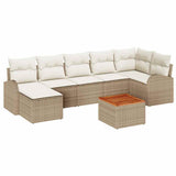 vidaXL Tuinbank Set met kussen 8 pcs Zwart poly rattan
