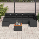 vidaXL Tuinbank Set met kussen 8 pcs Zwart poly rattan
