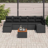 vidaXL Tuinbank Set met kussen 8 pcs Zwart poly rattan