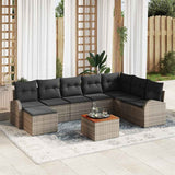 vidaXL Tuinbank Set met kussen 9 pcs Zwart poly rattan