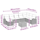 vidaXL Tuinbank Set met kussen 9 pcs Zwart poly rattan