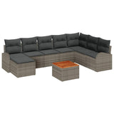 vidaXL Tuinbank Set met kussen 9 pcs Zwart poly rattan