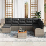 vidaXL Tuinbank Set met kussen 9 pcs Zwart poly rattan