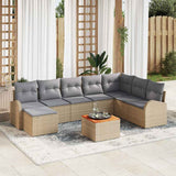 vidaXL Tuinbank Set met kussen 9 pcs Zwart poly rattan