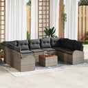 vidaXL Tuinbank Set met kussen 10 pcs Zwart poly rattan