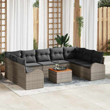 vidaXL Tuinbank Set met kussen 10 pcs Zwart poly rattan