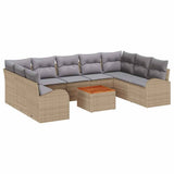 vidaXL Tuinbank Set met kussen 10 pcs Zwart poly rattan