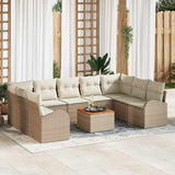vidaXL Tuinbank Set met kussen 10 pcs Zwart poly rattan