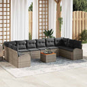 vidaXL Tuinbank Set met kussen 11 pcs Zwart poly rattan