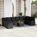 vidaXL Tuinbank Set met kussen 11 pcs Zwart poly rattan