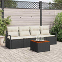 vidaXL Tuinbank Set met kussen 5 pcs Zwart poly rattan