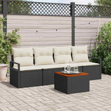 vidaXL Tuinbank Set met kussen 5 pcs Zwart poly rattan