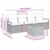 vidaXL Tuinbank Set met kussen 5 pcs Zwart poly rattan