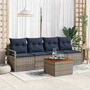vidaXL Salon de jardin avec coussins 5 pcs Résine tressée Gris