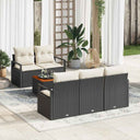vidaXL Tuinbank Set met kussen 6 pcs Zwart poly rattan