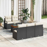 vidaXL Tuinbank Set met kussen 6 pcs Zwart poly rattan