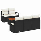 vidaXL Tuinbank Set met kussen 6 pcs Zwart poly rattan
