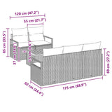 vidaXL Tuinbank Set met kussen 6 pcs Zwart poly rattan