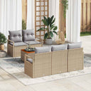 vidaXL Tuinbank Set met kussen 6 pcs Zwart poly rattan