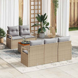 vidaXL Tuinbank Set met kussen 6 pcs Zwart poly rattan
