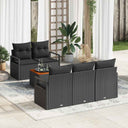 vidaXL Tuinbank Set met kussen 6 pcs Zwart poly rattan