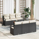 vidaXL Tuinbank Set met kussen 7 pcs Zwart poly rattan
