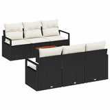 vidaXL Tuinbank Set met kussen 7 pcs Zwart poly rattan