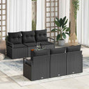 vidaXL Tuinbank Set met kussen 7 pcs Zwart poly rattan