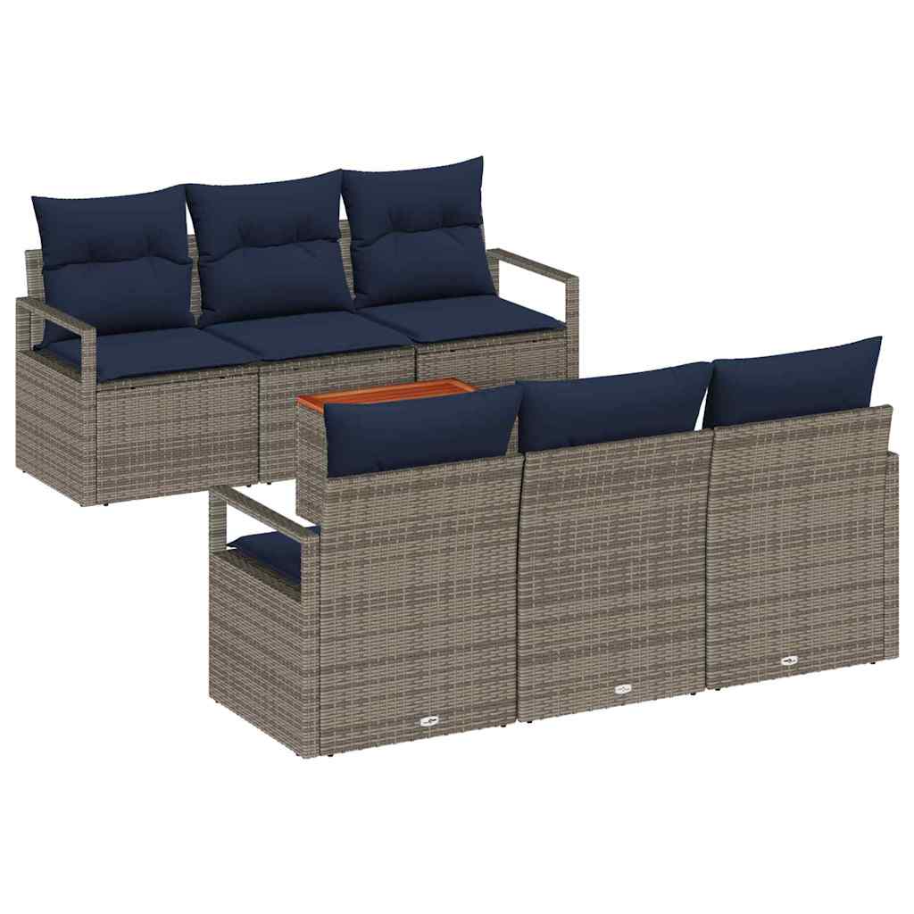 vidaXL Ensemble de salon de jardin avec coussins 7 pcs Résine tressée gris