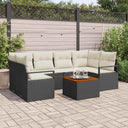 vidaXL Garden Dining Set with Cushions 7 pcs Black Poly Rattan
