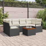 vidaXL Garden Dining Set with Cushions 7 pcs Black Poly Rattan