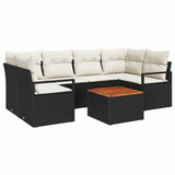 vidaXL Garden Dining Set with Cushions 7 pcs Black Poly Rattan