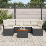 vidaXL Garden Dining Set with Cushions 7 pcs Black Poly Rattan
