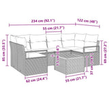 vidaXL Garden Dining Set with Cushions 7 pcs Black Poly Rattan