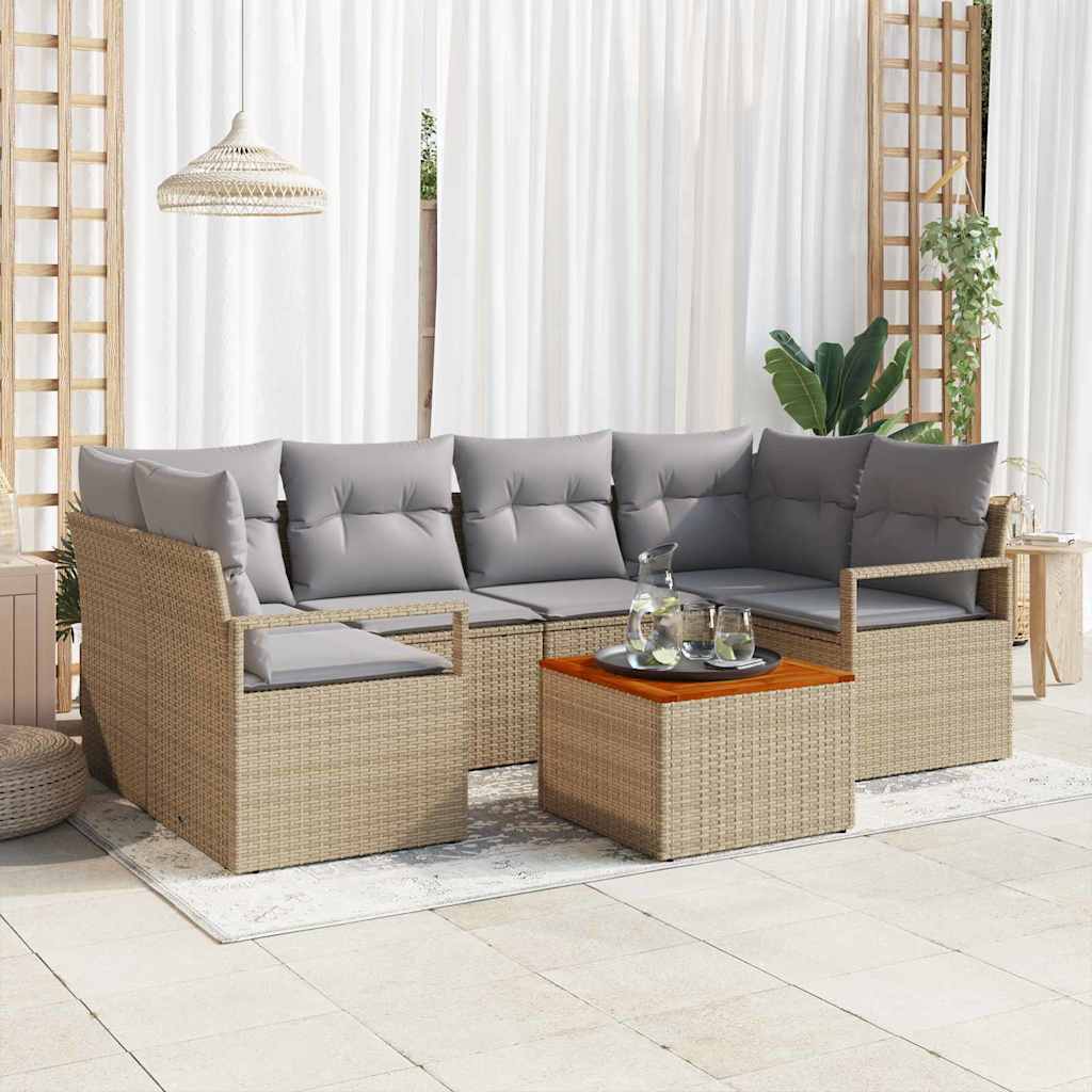 vidaXL Garden Dining Set with Cushions 7 pcs Black Poly Rattan
