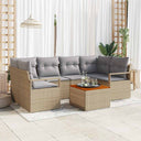 vidaXL Garden Dining Set with Cushions 7 pcs Black Poly Rattan