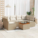 vidaXL Garden Dining Set with Cushions 7 pcs Black Poly Rattan