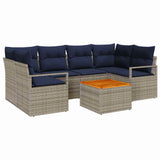 vidaXL Tuinbank Set met kussen 7 pcs Grijs poly rattan