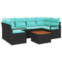 vidaXL Tuinbank Set met kussen 7 pcs Grijs poly rattan