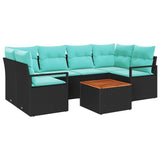 vidaXL Tuinbank Set met kussen 7 pcs Grijs poly rattan